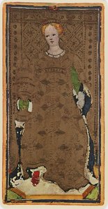 The Queen of Cups, faksimil av ett tarotkort från 